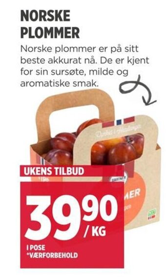 Meny NORSKE PLOMMER tilbud