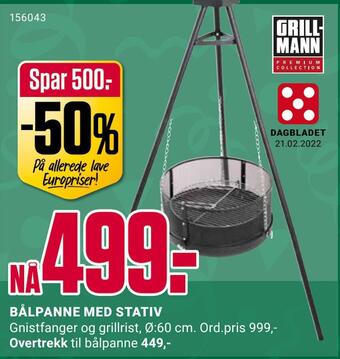 Europris Bålpanne med stativ tilbud