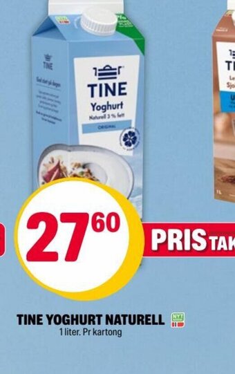 Coop Extra TINE YOGHURT NATURELL 1 liter. tilbud