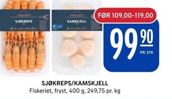 Rema 1000 SJØKREPS/KAMSKJELL tilbud
