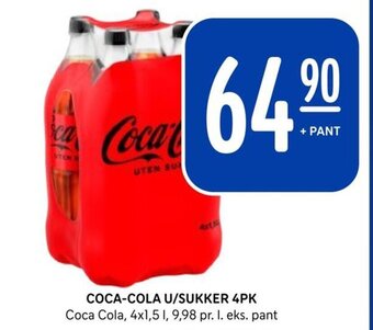Rema 1000 COCA-COLA U/SUKKER 4PK tilbud