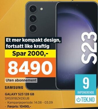 POWER SAMSUNG GALAXY S23 128 GB SMS911BZKDEUB tilbud