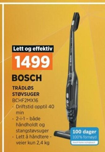 POWER BOSCH TRÅDLØS STØVSUGER BCHF2MX16 tilbud