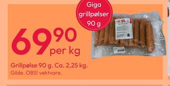 Gigaboks Grillpølse 90 g tilbud