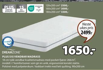 JYSK Plus s15 vendbar madrass tilbud