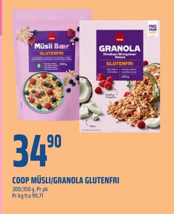 Coop Obs Coop müsli/granola glutenfri tilbud