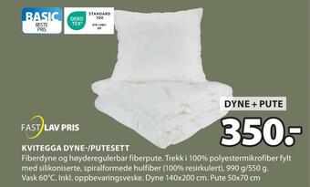 JYSK Kvitegga dyne-/putesett tilbud