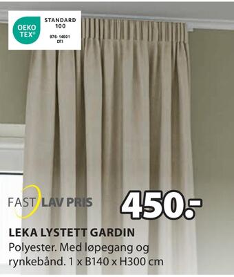 JYSK Leka lystett gardin tilbud