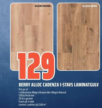 Coop Obs Berry alloc cadenza 1-stavs laminatgulv tilbud