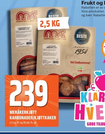 Coop Obs Meråkerkjøtt karbonader/kjøttkaker tilbud