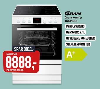 Skousen Gram komfyr 16kp663 tilbud