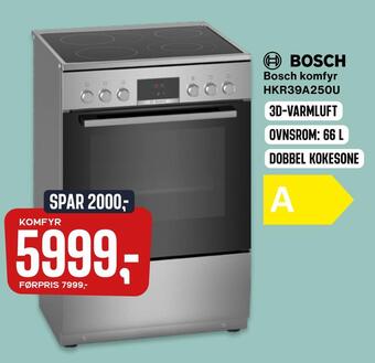 Skousen Bosch komfyr hkr39a250u tilbud