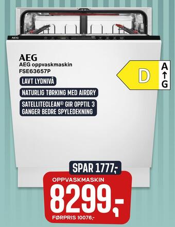 Skousen Aeg oppvaskmaskin fse63657p tilbud