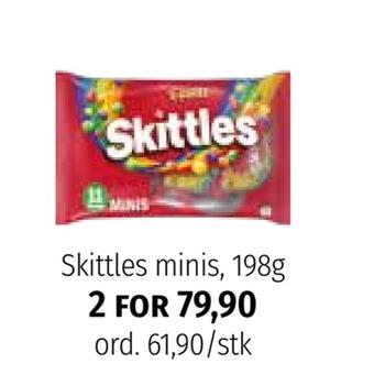Nille Skittles minis, 198g tilbud