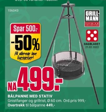 Europris Grillman bålpanne tilbud