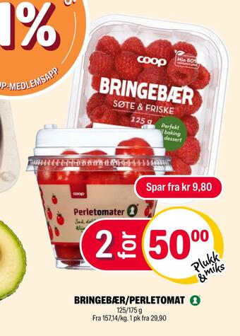 Coop Extra Bringebær/perletomat tilbud