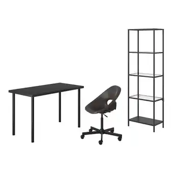 IKEA Lagkapten/eldberget / vittsjö skrivebord og oppbevaring, og svingstol brunsvart/mørk grå tilbud
