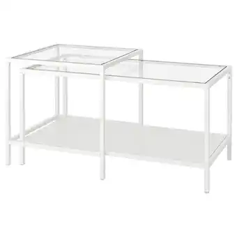 IKEA Vittsjö settbord, sett med 2 stk., hvit/glass, 90x50 cm tilbud