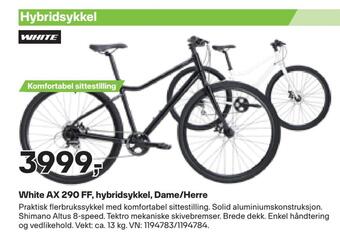 XXL Sport White ax 290 ff, hybridsykkel, dame/herre tilbud