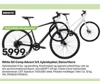 XXL Sport White sc comp advent 1x9, hybridsykkel, dame/herre tilbud