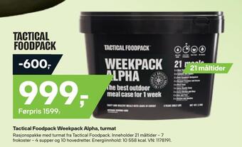 XXL Sport Tactical foodpack weekpack alpha, turmat tilbud