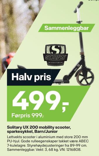 XXL Sport Solitary ux 200 mobility scooter, sparkesykkel, barn/junior tilbud