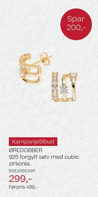 Bjørklund Øredobber 925 forgylt sølv med cubic zirkonia tilbud