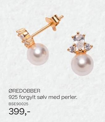 Bjørklund Øredobber 925 forgylt sølv med perler tilbud