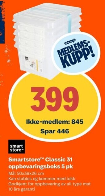 Coop Obs Smartstore™ Classic 31 oppbevaringsboks 5 pk tilbud