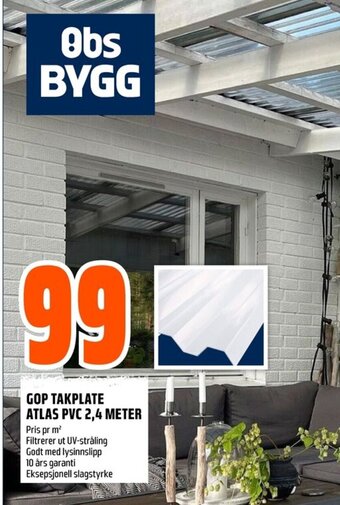 Coop Obs GOP TAKPLATE ATLAS PVC 2,4 METER tilbud