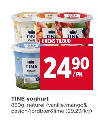 Meny Tine yoghurt tilbud