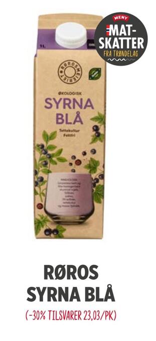 Meny Røros syrna blå tilbud