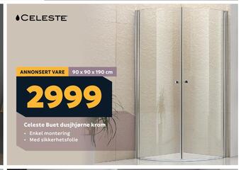 Megaflis Celeste buet dusjhjørne krom tilbud