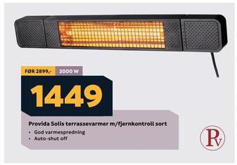 Megaflis Provida solis terrassevarmer m/fjernkontroll sort tilbud