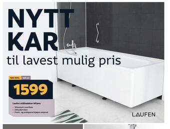 Megaflis Laufen stålbadekar milano tilbud