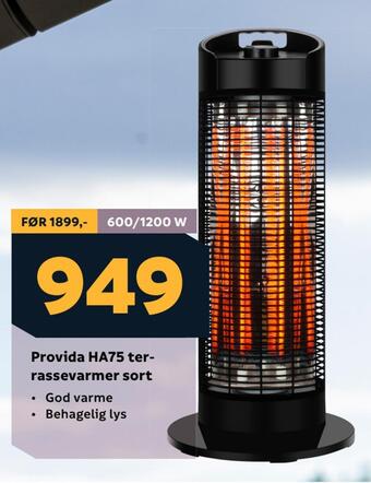 Megaflis Provida ha75 terrassevarmer sort tilbud