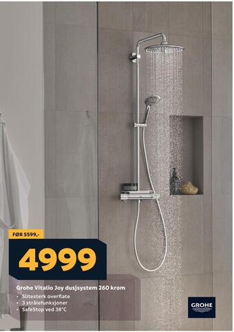 Megaflis Grohe vitalio joy dusjsystem 260 krom tilbud