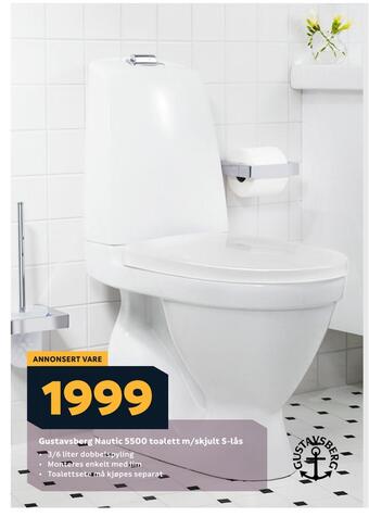 Megaflis Gustavsberg nautic 5500 toalett m/skjult s-lås tilbud