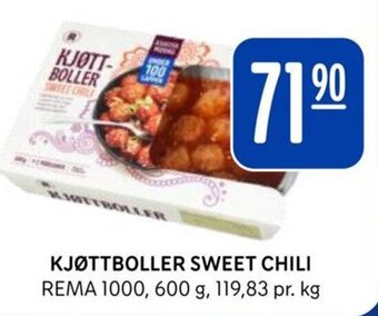 Rema 1000 KJØTTBOLLER SWEET CHILI tilbud
