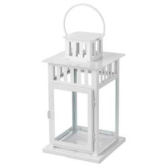 IKEA Borrby lykt til kubbelys, inne/ute hvit, 28 cm tilbud