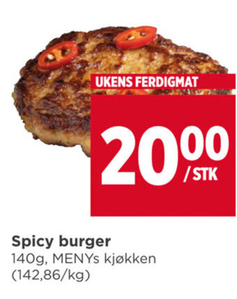 Meny Spicy burger tilbud