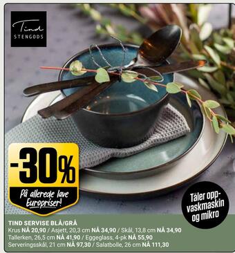 Europris Tind servise blå/grå tilbud