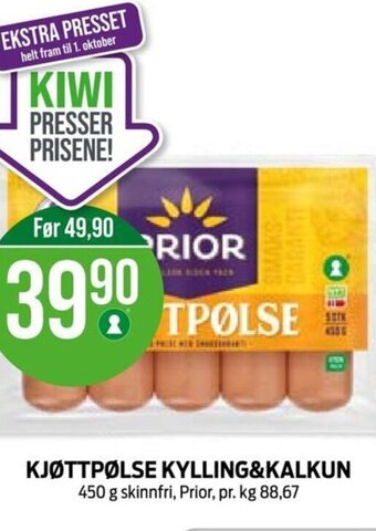 Kiwi KJØTTPØLSE KYLLING&KALKUN tilbud