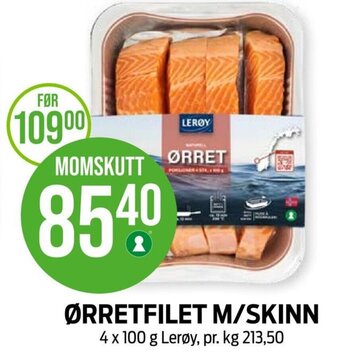 Kiwi ØRRETFILET M/SKINN tilbud