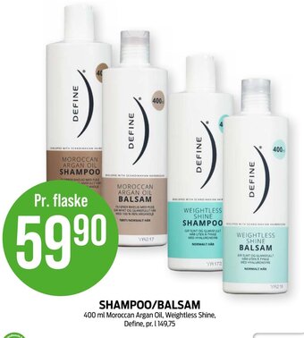 Kiwi SHAMPOO/BALSAM 400 ml Moroccan Argan Oil, Weightless Shine, Define tilbud