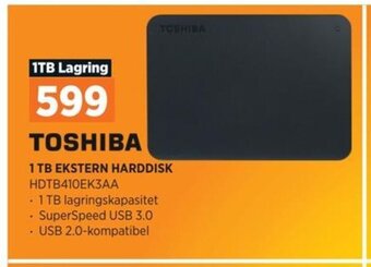 POWER TOSHIBA 1 TB EKSTERN HARDDISK tilbud