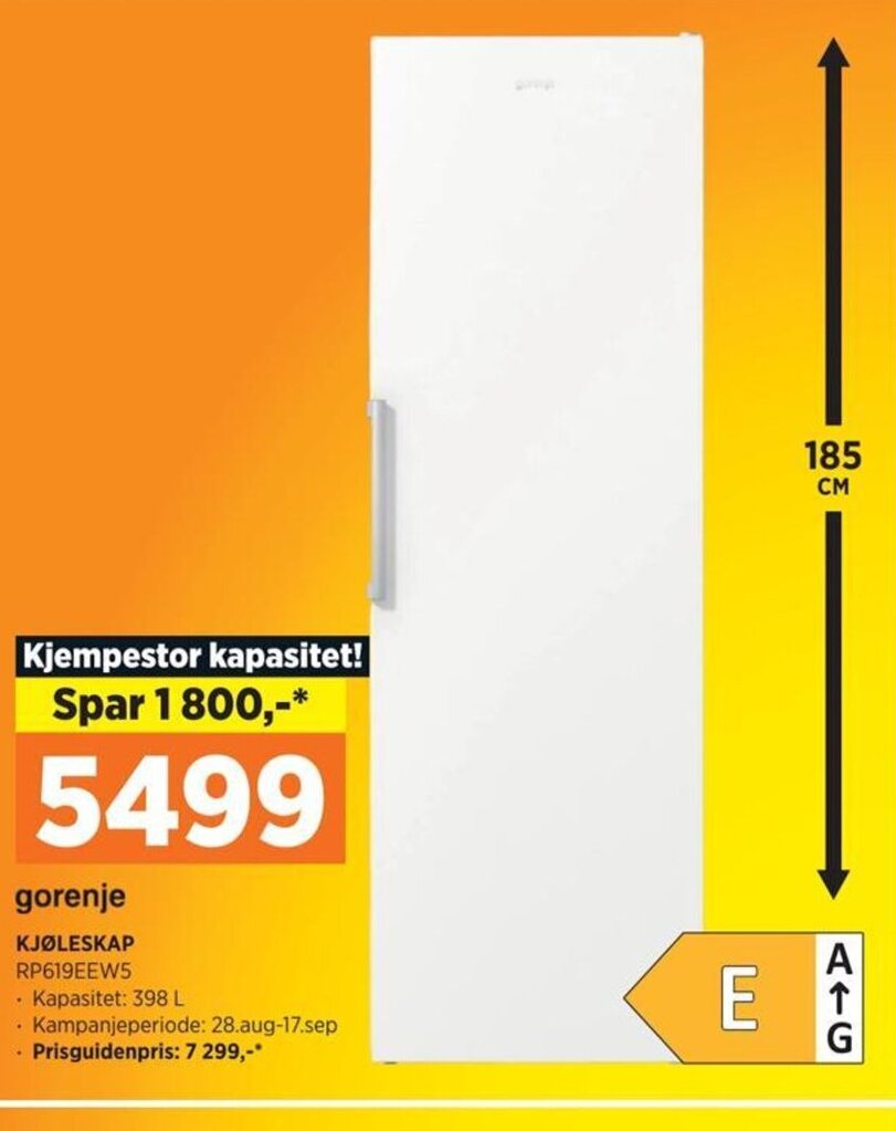 POWER KJØLESKAP RP619EEW5 tilbud