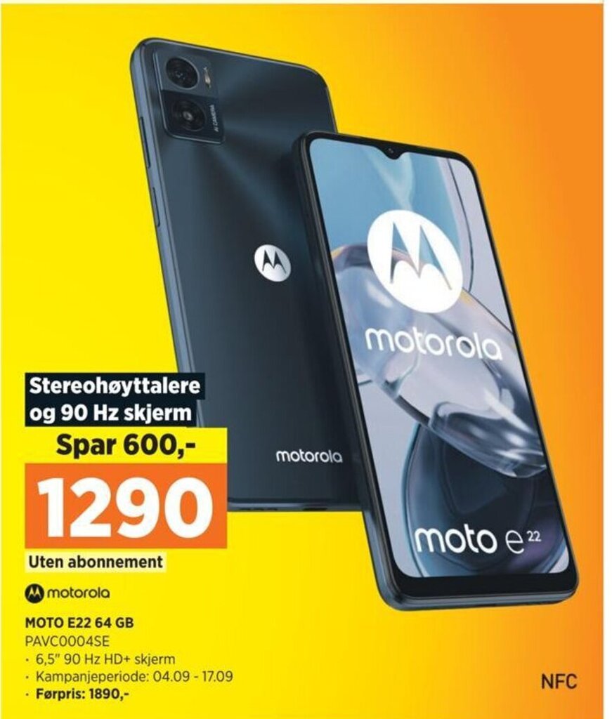 POWER MOTO E22 64 GB PAVC0004SE tilbud