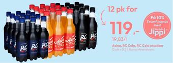 Gigaboks Asina, rc cola, rc cola u/sukker tilbud