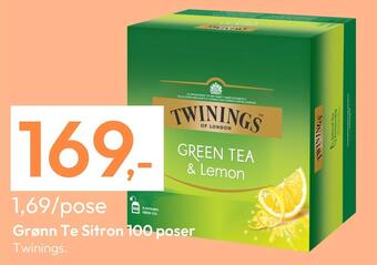 Gigaboks Grønn te sitron 100 poser tilbud